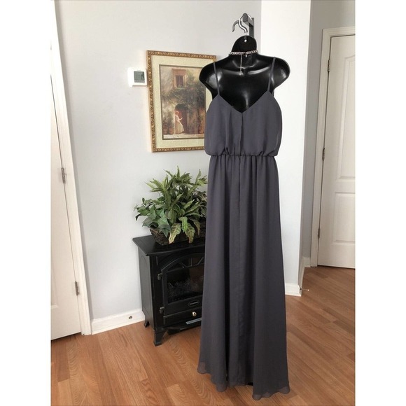 Kennedy Gray Prom Dress gown Green Spaghetti Straps Maxi 4 Elastic Waist - Picture 4 of 10